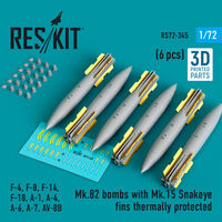 Mk.82 Bombs With Mk.15 Snakeye Fins Thermally Protected (6 pcs) (F-4, F-8, F-14, F-18, A-1, A-4, A-6, A-7, AV-8B)